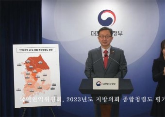 [한영신문 뉴스투데이] 국민권익위원회, 2023년도 지방의회 종합청렴도 평가 결과 발표